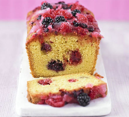 Summer fruit drizzle cake