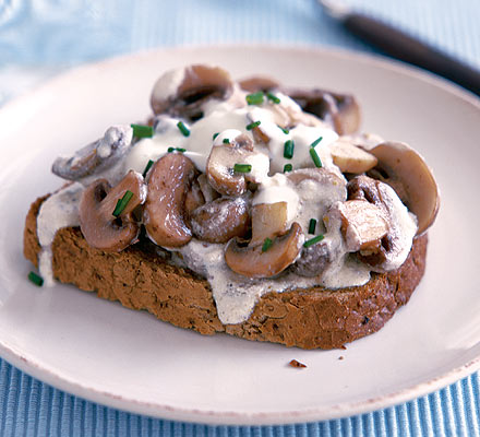 Mushroom stroganoff on toast