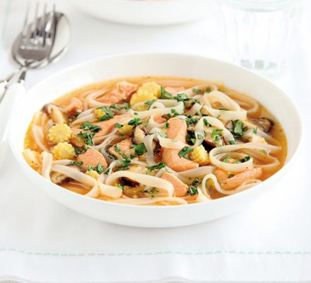 Salmon noodle soup