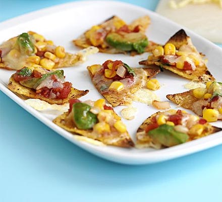 Anytime sweetcorn & tomato nachos