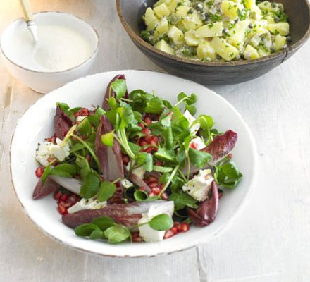 Chicory, pomegranate & feta salad