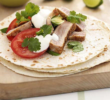 Fresh tuna tortillas