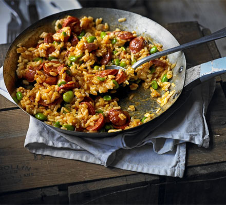 Chorizo & broad bean risotto