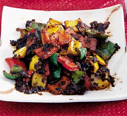 Peppers with black beans