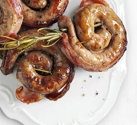 Sausage, pancetta & rosemary pinwheels