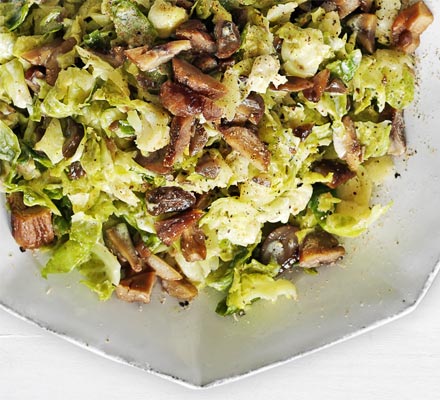 Smashed sprouts mash with chestnuts