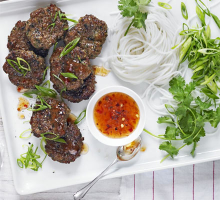 Thai pork patties with sweet chilli & noodles