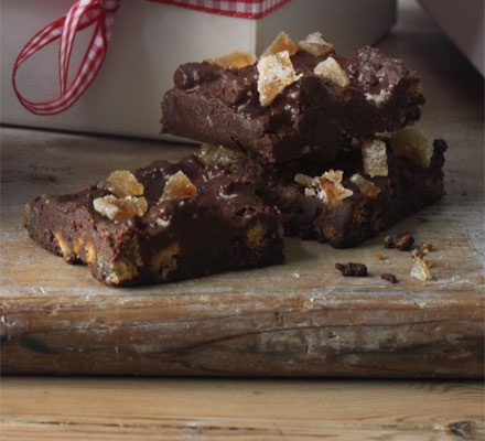 Chocolate & ginger refrigerator squares