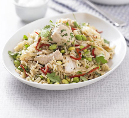 Chicken, edamame & ginger pilaf