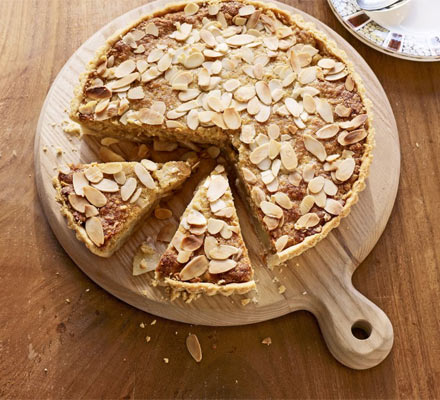 Pear & almond flapjack tart