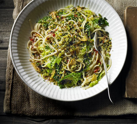 Garlicky linguine with cabbage & anchovy
