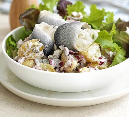 Warm potato & rollmop salad