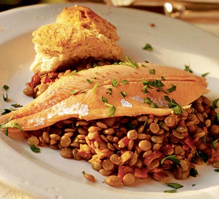 Hot lentils, cold trout