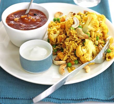 Spiced rice & lentils with cauliflower