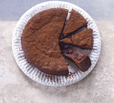 Sunken drunken chocolate cake
