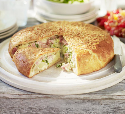 Ham, potato & cheese stuffed loaf