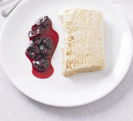 Peanut butter parfait with cherry compote