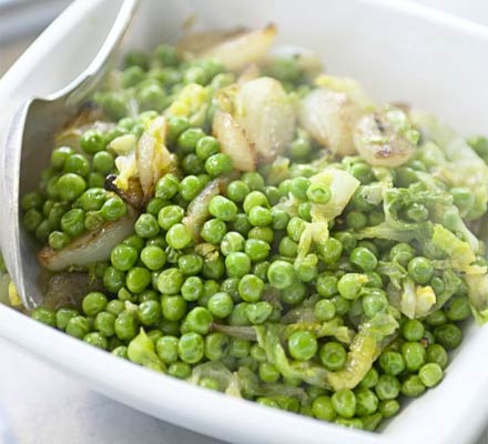 Quick braised lettuce & peas