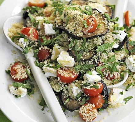 Aubergine couscous salad