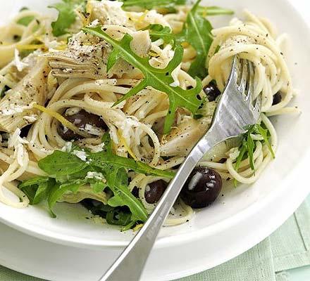 Artichoke, olive & lemon pasta