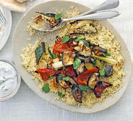 Moroccan roasted veg with tahini dressing