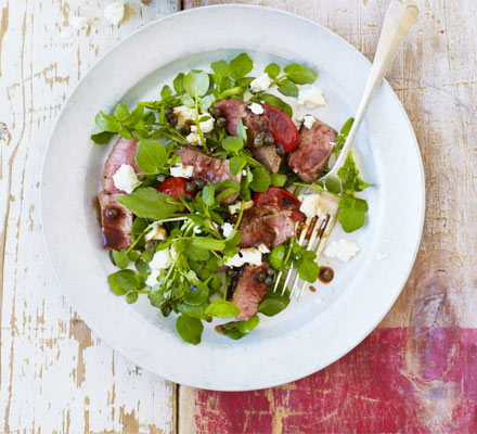 Lamb tagliata with watercress & tomatoes