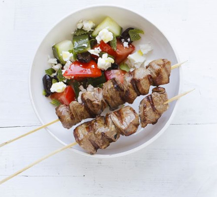 Lamb kebabs & Greek salad