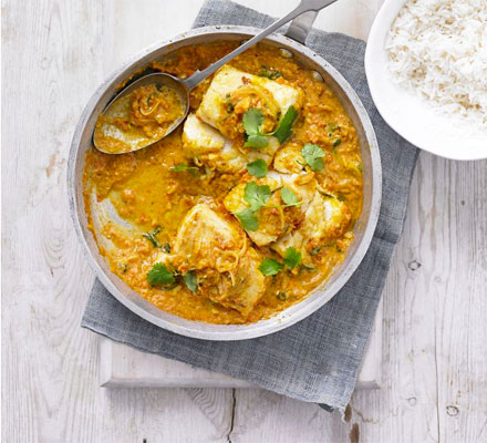 Fried fish & tomato curry