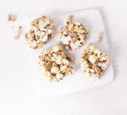 Pretzel popcorn squares