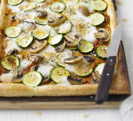 Courgette, mushroom & mozzarella tart