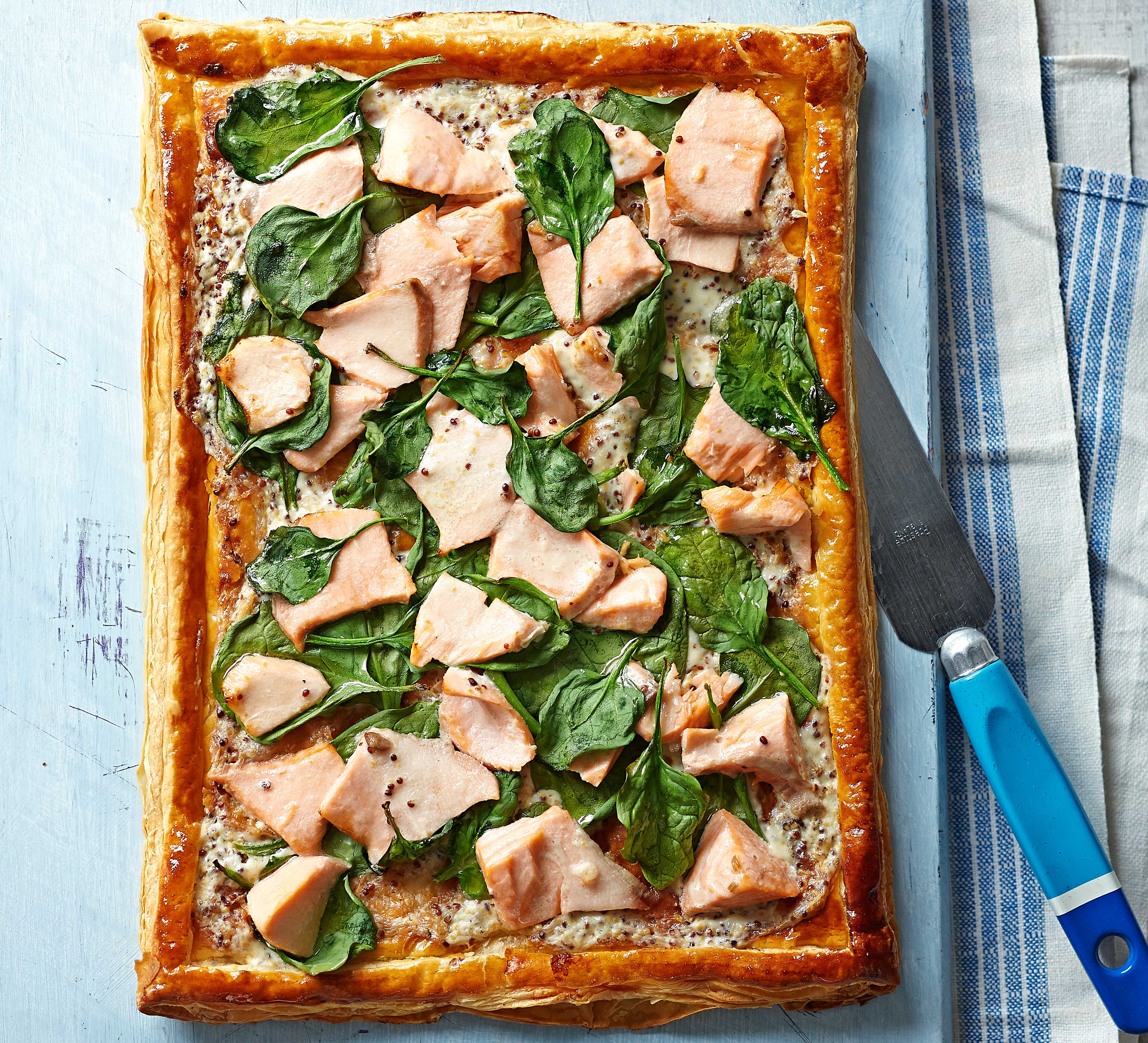 Salmon & spinach tart