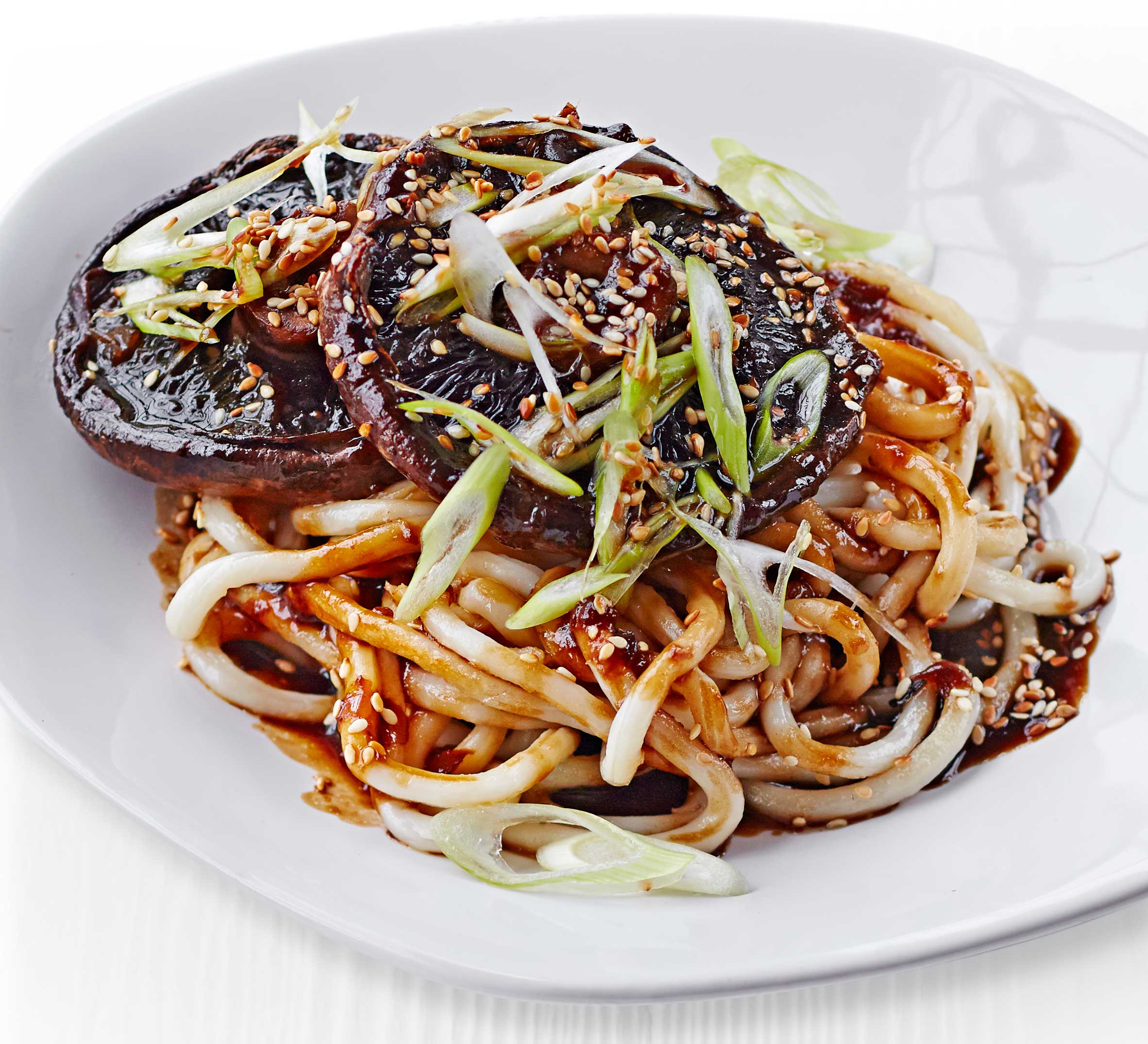 Saucy miso mushrooms with udon noodles