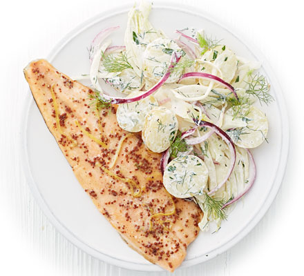 Scandi trout with fennel potato salad