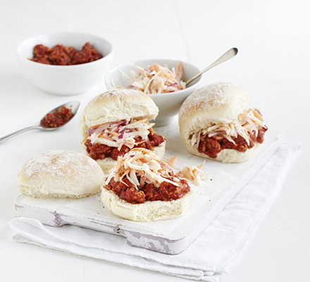 Tangy turkey sloppy joes with celeriac slaw