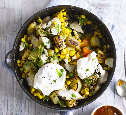 Smoked haddock & corn hash