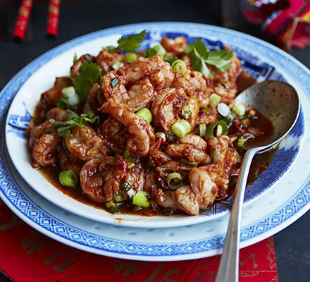 Spicy Sichuan-style prawns