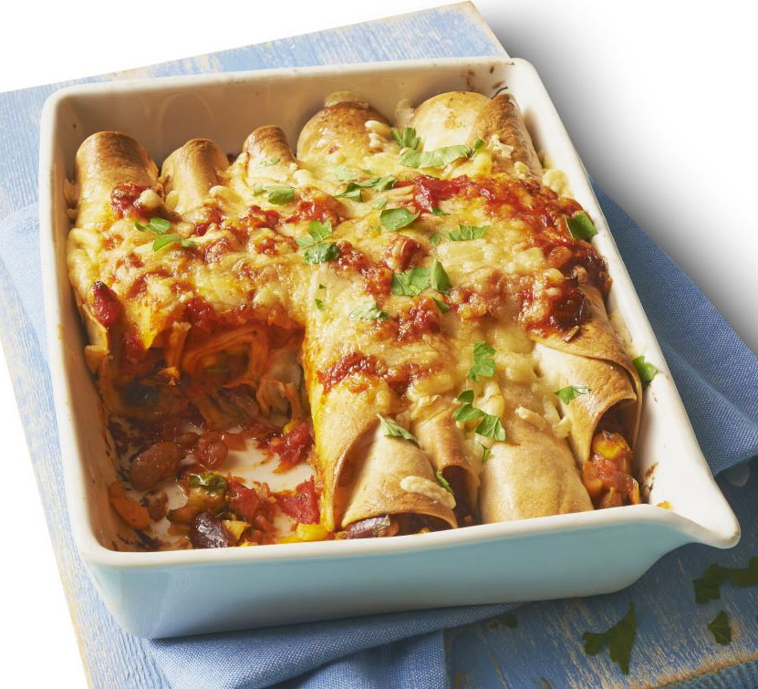 Squash & bean enchiladas