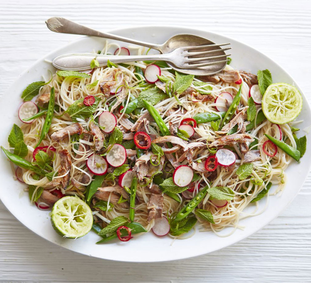 Sticky stem ginger duck & noodle salad