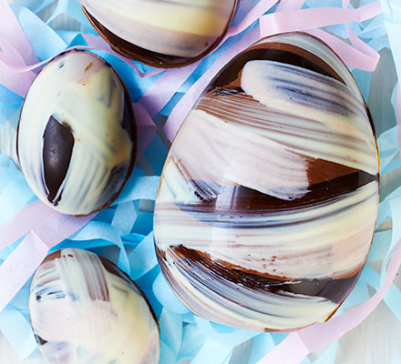 Striped chocolate Easter egg
