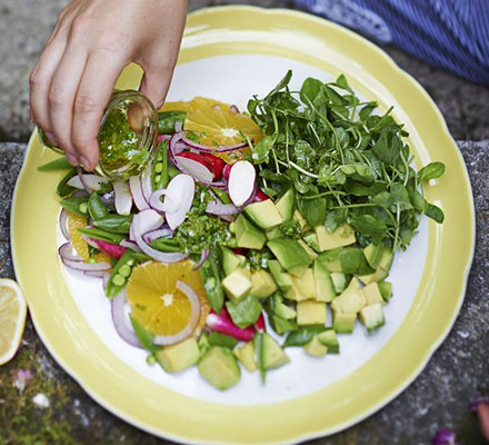 Sugar snap pea, avocado & orange salad