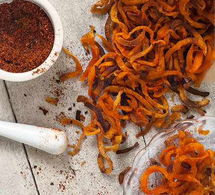 Sweet potato curly fries with barbecue seasoning