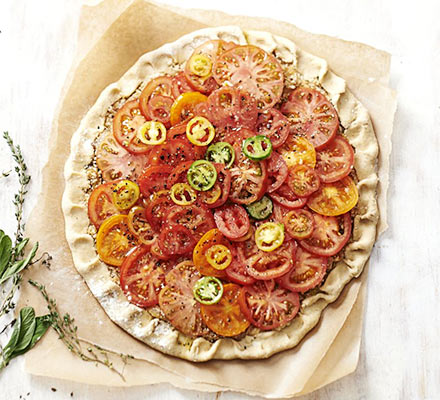 Roasted tomato tart with double-cheese crust