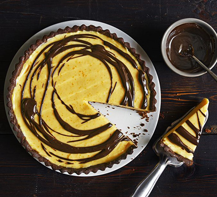 Orange & chocolate drizzle tart