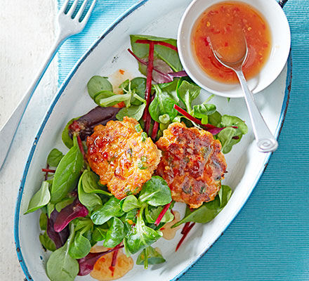 Thai curry fish cakes with sweet chilli dressing