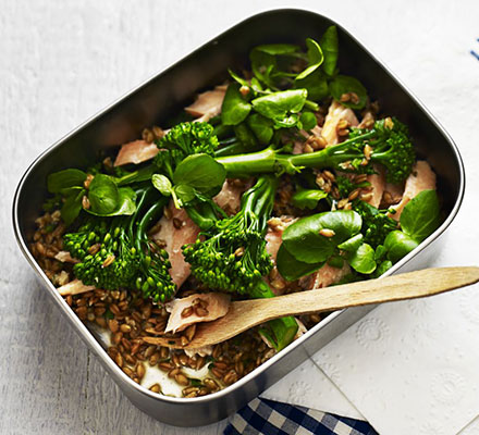 Trout & spelt salad with watercress