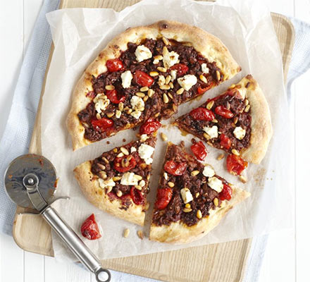Turkish pizza with spiced pomegranate beef & feta