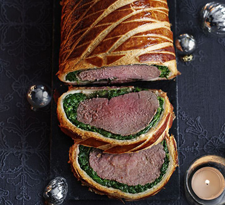 Beef Wellington with spinach & bacon