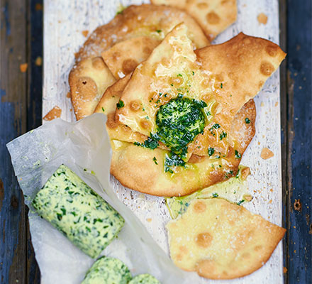 Wild garlic butter on music paper bread