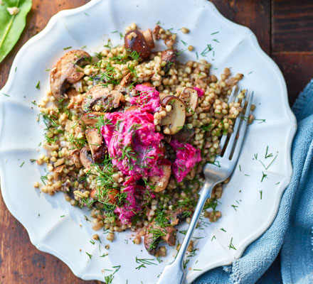 Mushroom buckwheat risotto