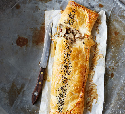 Pheasant & mushroom pastry puff slice